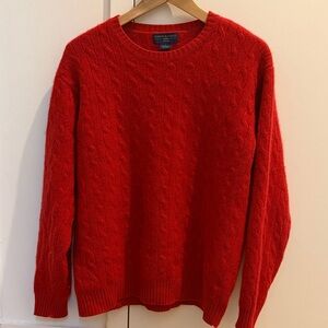 Men's Cable-Knit Crewneck Sweater in Bright Red